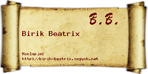 Birik Beatrix névjegykártya